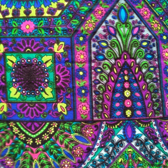 Vintage Neon Floral Barkcloth Maxi Skirt Handmade - Picture 4 of 14